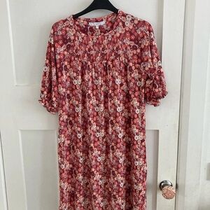 Floral Dress with Red and Pink Tones